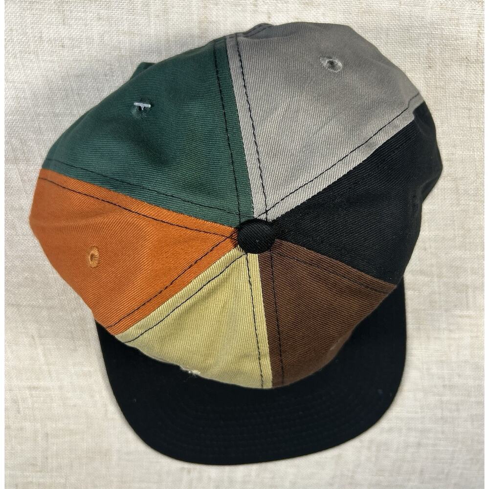 MKT Patchwork Hat Brown Tan Orange Colorblock Adj… - image 3
